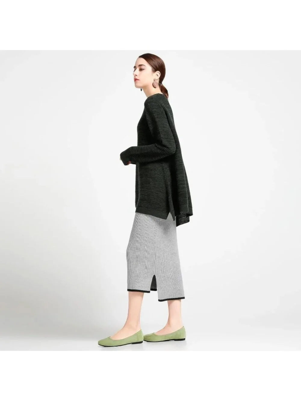 Women's Green Round Toe Ballet Flats Comfortable Ballerina Dress Shoes